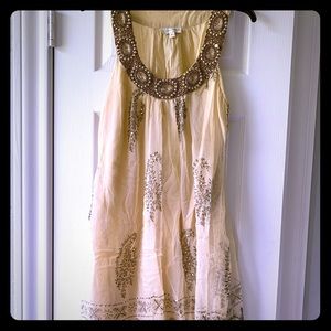 🌸Ornate Gold Chiffon Overlay Sequined Dress